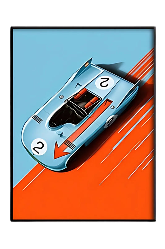 Porsche 917 Gulf Oil | Vintage Racing Style Poster | Le Mans | Modern Racing Decor | Artwork Print