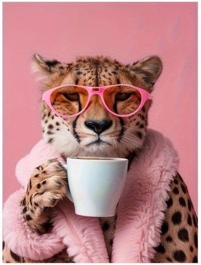 Cheetah Art Print | Royal Punk Animals Poster | Home Wall Decor | Unique Wildlife Design