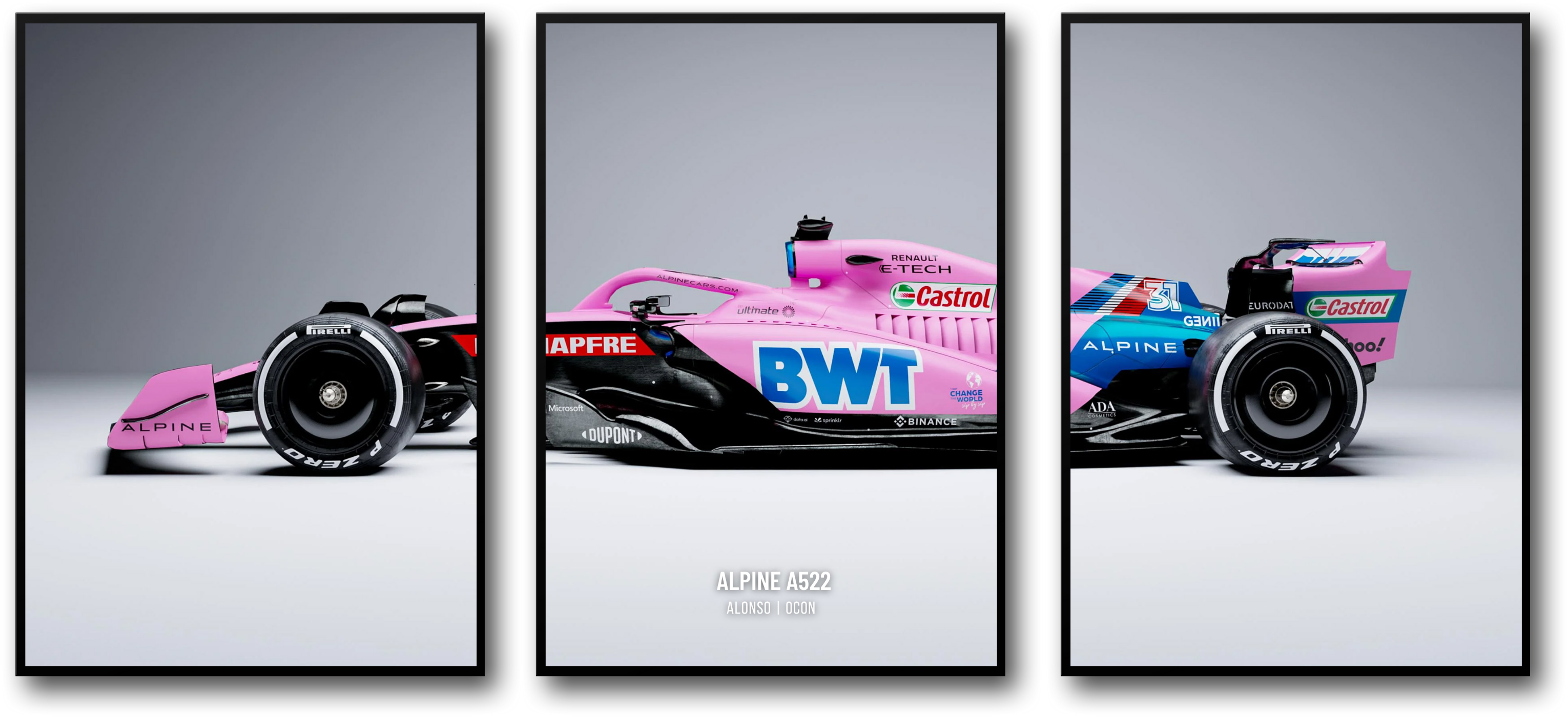 Simple F1 Racing Deco 3-Piece Wall Art | Formula 1 Racing Car Poster | Alpine F1 Team | High ...