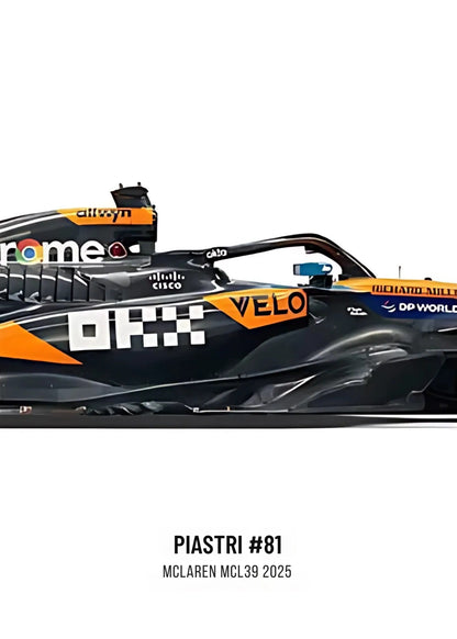 3-Piece | Oscar Piastri McLaren MCL39 2025 Season | Triple Panel Formula 1 Racing Car Poster | Vibrant Full-Car Profile Displays | Collector's Edition Artwork