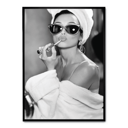 Audrey Hepburn Poster | Classic Hollywood Icon | Lipstick Glamour | Vintage Style Wall Art Decor