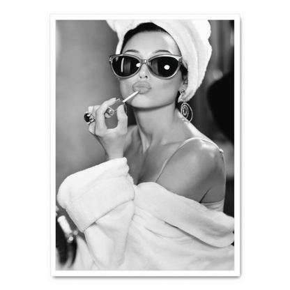 Audrey Hepburn Poster | Classic Hollywood Icon | Lipstick Glamour | Vintage Style Wall Art Decor