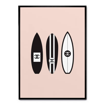 Chanel Surfboard Art | Vintage Fashion Poster | Luxury Home Decor | Wall Art