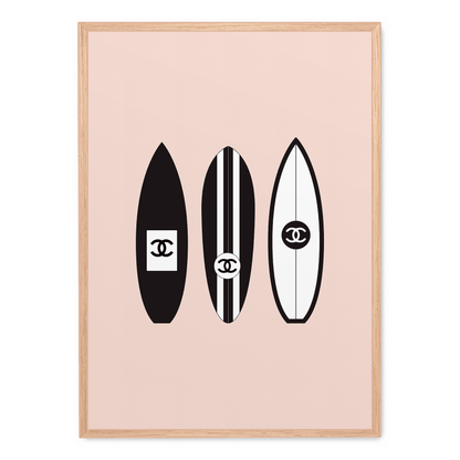 Chanel Surfboard Art | Vintage Fashion Poster | Luxury Home Decor | Wall Art