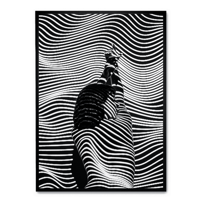 Girl with Striped Pattern | Art Print Decor | Fine Wall Poster | Home Artwork Decor