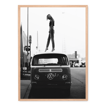 Vintage Style | Girl on Volkswagen | Retro Art | Poster | Wall Decor | Home & Garden | Unique Design | Artwork
