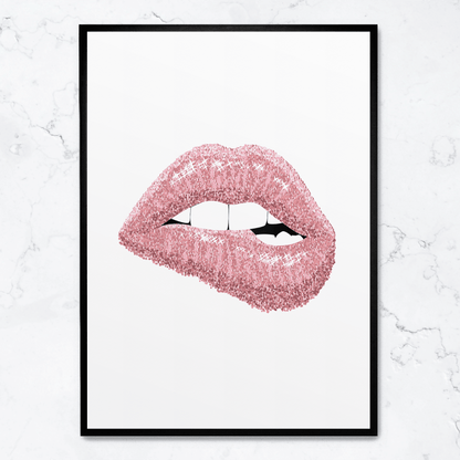 Pink Shiny Lips Artwork | Glam Wall Decor | Vibrant Lip Poster | Modern Art Print | Home Decor Statements | Eye-Catching Visuals | Bold and Stylish | Perfect for Living Room or Bedroom | Large Poster