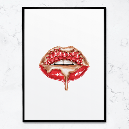 Red Glitter Lips Poster | Glam Wall Art | Home Decor | Modern Artwork | Sparkling Lip Print | Glamorous Room Accent