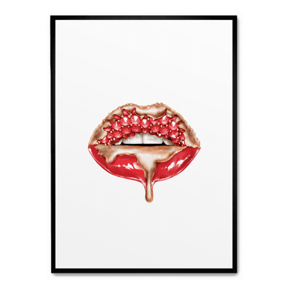 Red Glitter Lips Poster | Glam Wall Art | Home Decor | Modern Artwork | Sparkling Lip Print | Glamorous Room Accent