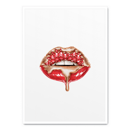Red Glitter Lips Poster | Glam Wall Art | Home Decor | Modern Artwork | Sparkling Lip Print | Glamorous Room Accent