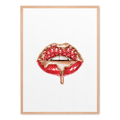 Red Glitter Lips Poster | Glam Wall Art | Home Decor | Modern Artwork | Sparkling Lip Print | Glamorous Room Accent