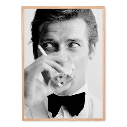 Roger Moore | Classic Black and White Still | Iconic James Bond Era | Movie Wall Art Poster