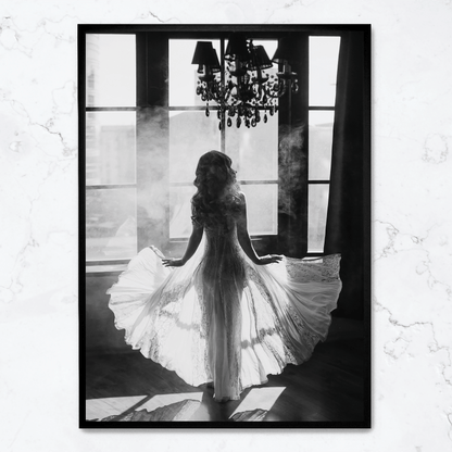 White Dress & Smoke | Art Print Poster | Elegant Smoke Design | Wall Decor | Modern Home Art | Visual Artwork