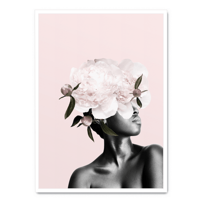 Floral Head | Pink Botanical Poster | Elegant Home Decor Wall Art | Garden-Inspired Visual Artwork