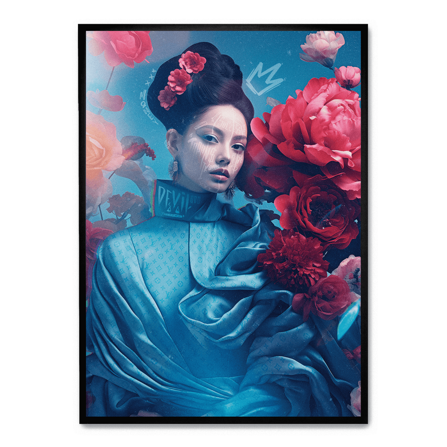 Oriental Blossom | Floral Art | Elegant Wall Decor | Nature-Inspired Poster | Vibrant Colors | Home and Garden Decor | Living Room | Bedroom | Large Size