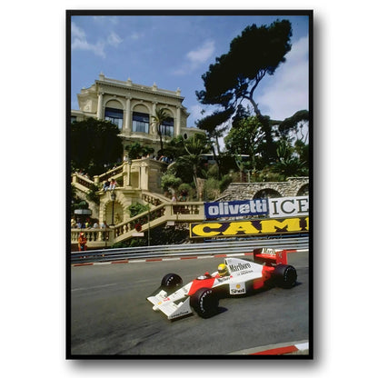 Monaco Formula 1 | Vintage Grand Prix | F1 Racing Poster | McLaren MP4/5 | Ayrton Senna | Monte Carlo Casino Steps