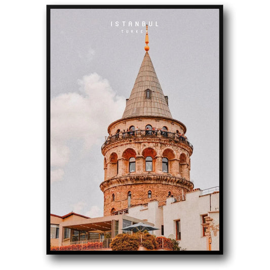 Galata Tower Poster | Istanbul Cityscape | Historic Landmark | Daytime Scene | Explore Turkish Heritage
