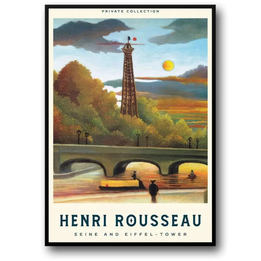 Henri Rousseau Scenic Art | Eiffel Tower by the Seine | Artistic Wall Decor Poster | Iconic Landscape Print | Home & Garden Art