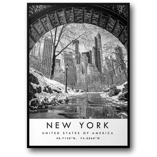 Winter Wonderland | Central Park Bridge Poster | New York City Scenic Art | USA Landscape