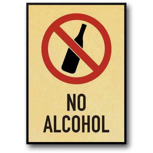 Vintage Warning Signs Poster | No Alcohol | Danger Signs | Retro Wall Decor | Home and Garden Art