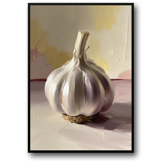 Garlic Enthusiasts Wall Decor | Realistic Vegetables Print | Culinary Art for Kitchen | Fresh Produce Illustration Poster