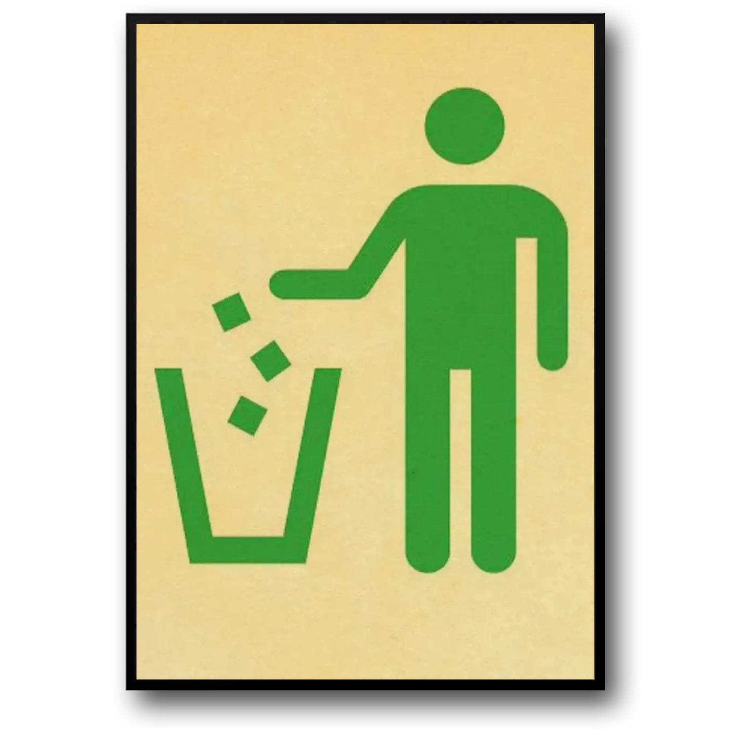 Vintage Garbage Can Warning Sign | Industrial Danger Art