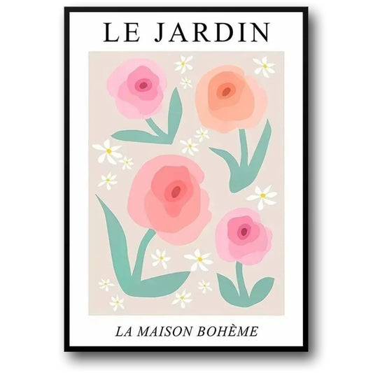 Les Fleurs | Poppies Garden Poster | Colorful Floral Art Print | Wall Decor