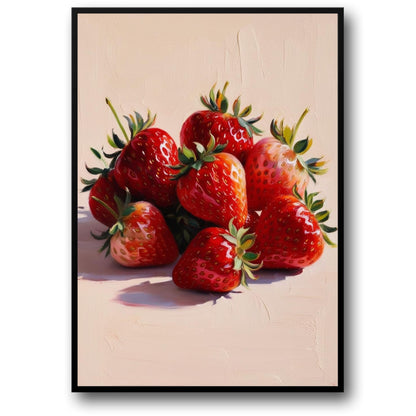 Strawberry Art | Botanical-Style | Vibrant Red