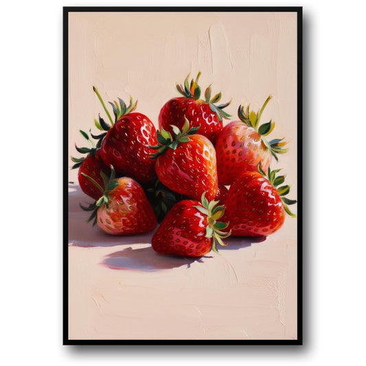 Strawberry Art | Botanical-Style | Vibrant Red