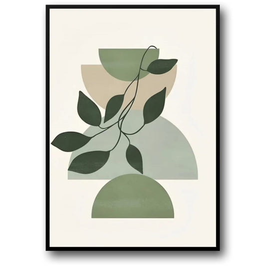 Botanical Balance Poster | Nature-Inspired Artwork | Geometric Shapes | Decorative Wall Art for Home & Garden