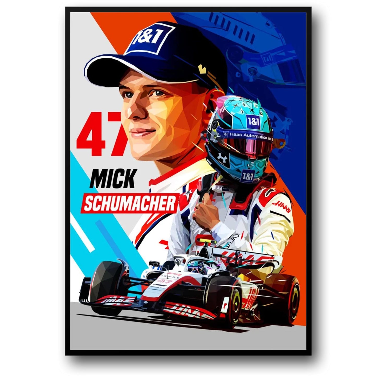 F1 Legend Mick Schumacher Poster | Racer Helmet Design | Formula 1 Art Print | Home Wall Decor