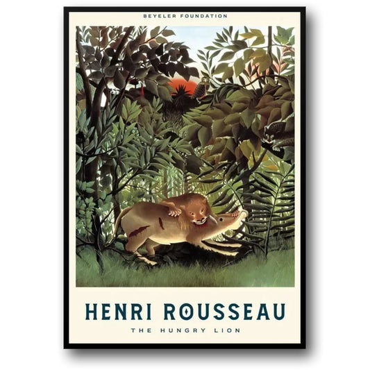 Henri Rousseau "The Hungry Lion" Poster | Vintage Jungle Art | Wildlife Wall Decor | Nature Illustration | Artistic Home Decoration