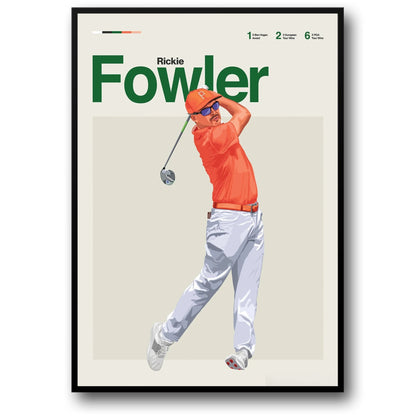 Rickie Fowler Golf Legends Poster | Dynamic Art Celebrating Iconic Players | Skill, Passion & Legacy on the Green