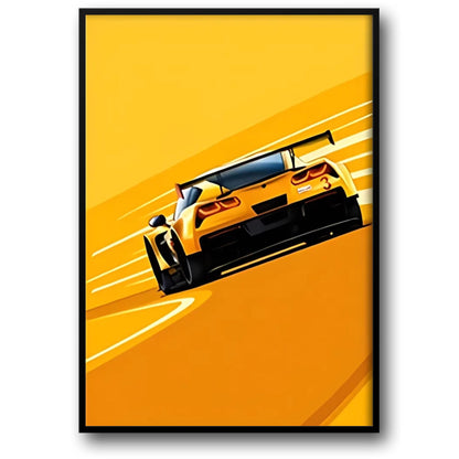 Modern Racing Poster | Vintage Racing Style | Le Mans | Corvette C8.R Art Print