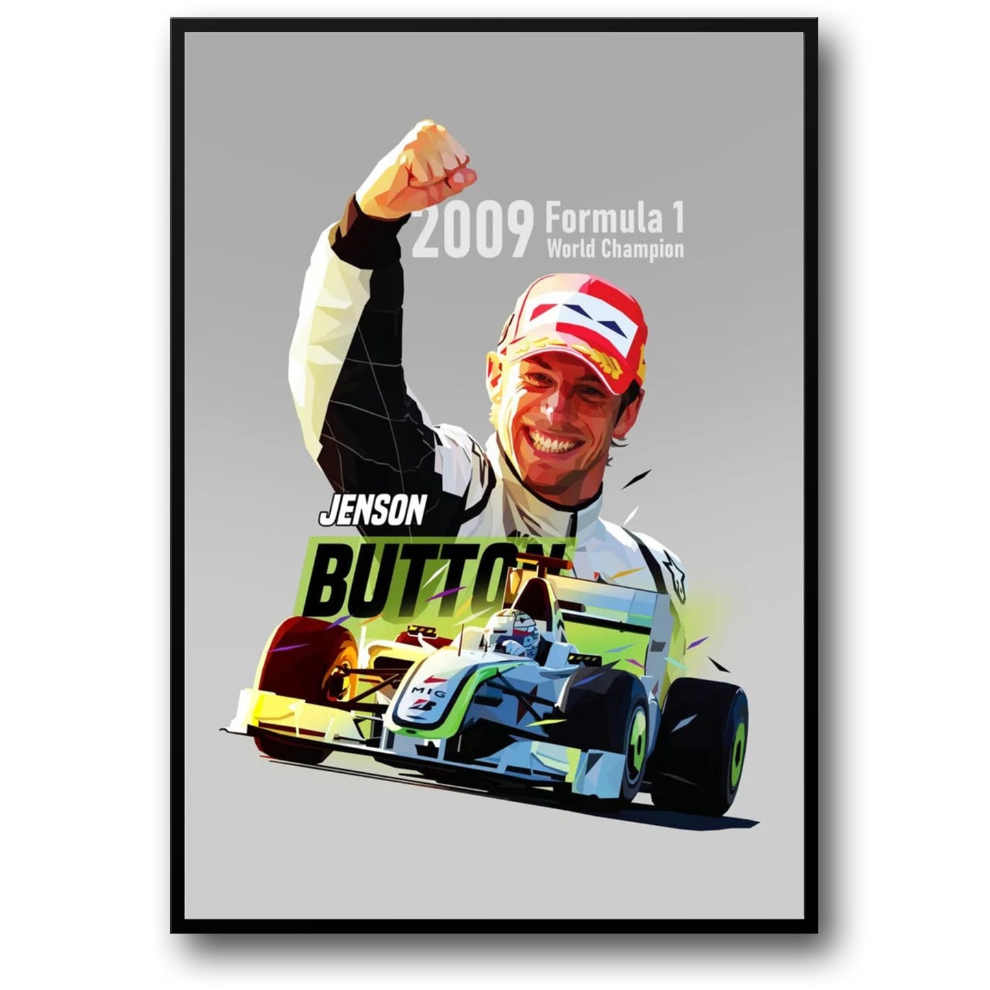 F1 Racing Legend Jenson Button | Formula 1 Racer Helmet Art | Decor Poster
