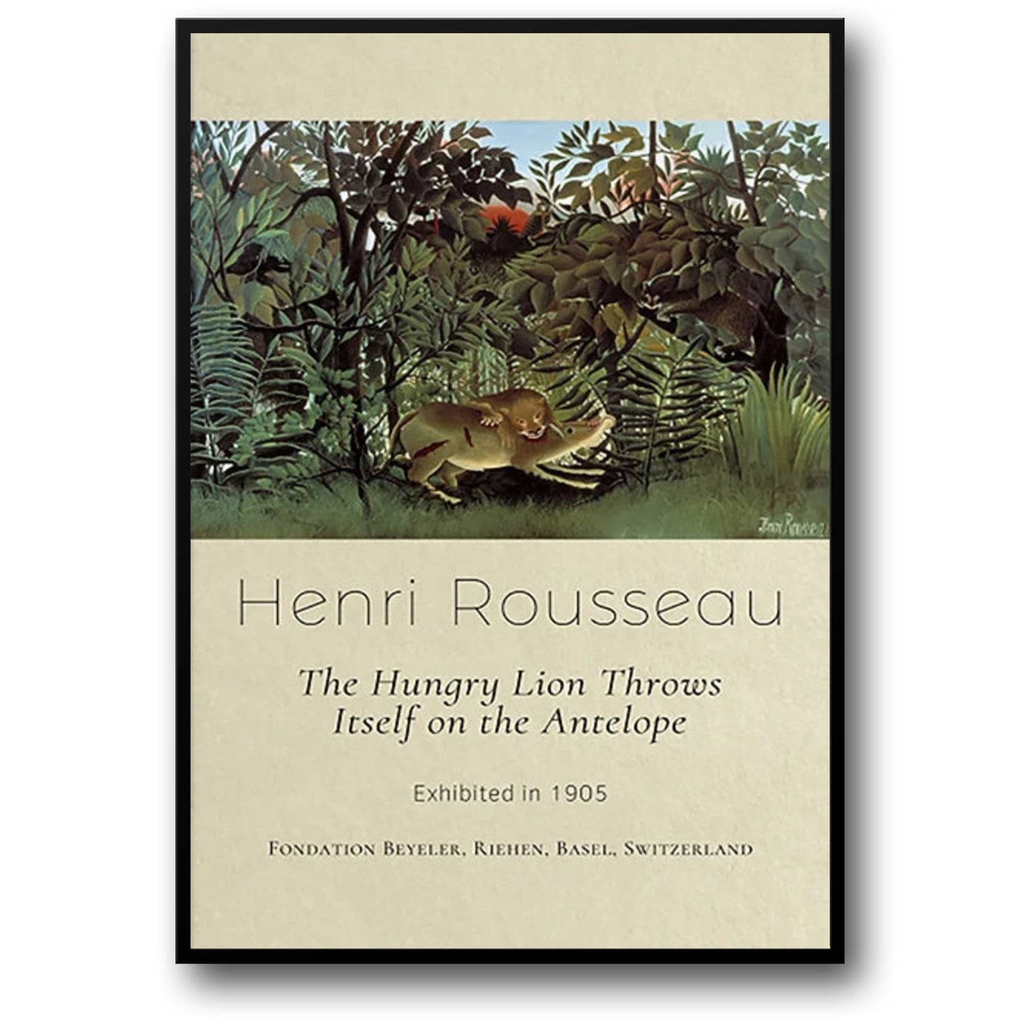 Henri Rousseau Poster | The Hungry Lion | Striking Wildlife Scene | Art Print Decor | Home Wall Art | Nature-Inspired Artwork