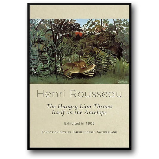 Henri Rousseau Poster | The Hungry Lion | Striking Wildlife Scene | Art Print Decor | Home Wall Art | Nature-Inspired Artwork