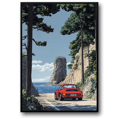 Classic Red Sports Car | Coastal Drive | Ocean Adventure