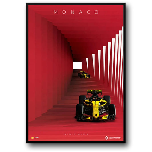 Monaco F1 Poster | Minimalist Red Canvas Art | Modern Racing Wall Decor | Living Room & Home Bar Decor | Motorsport Style