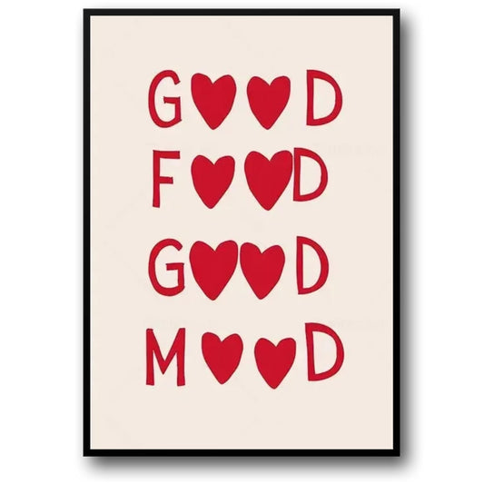 Good Food Good Mood | Minimalist Kitchen Art | Black & White