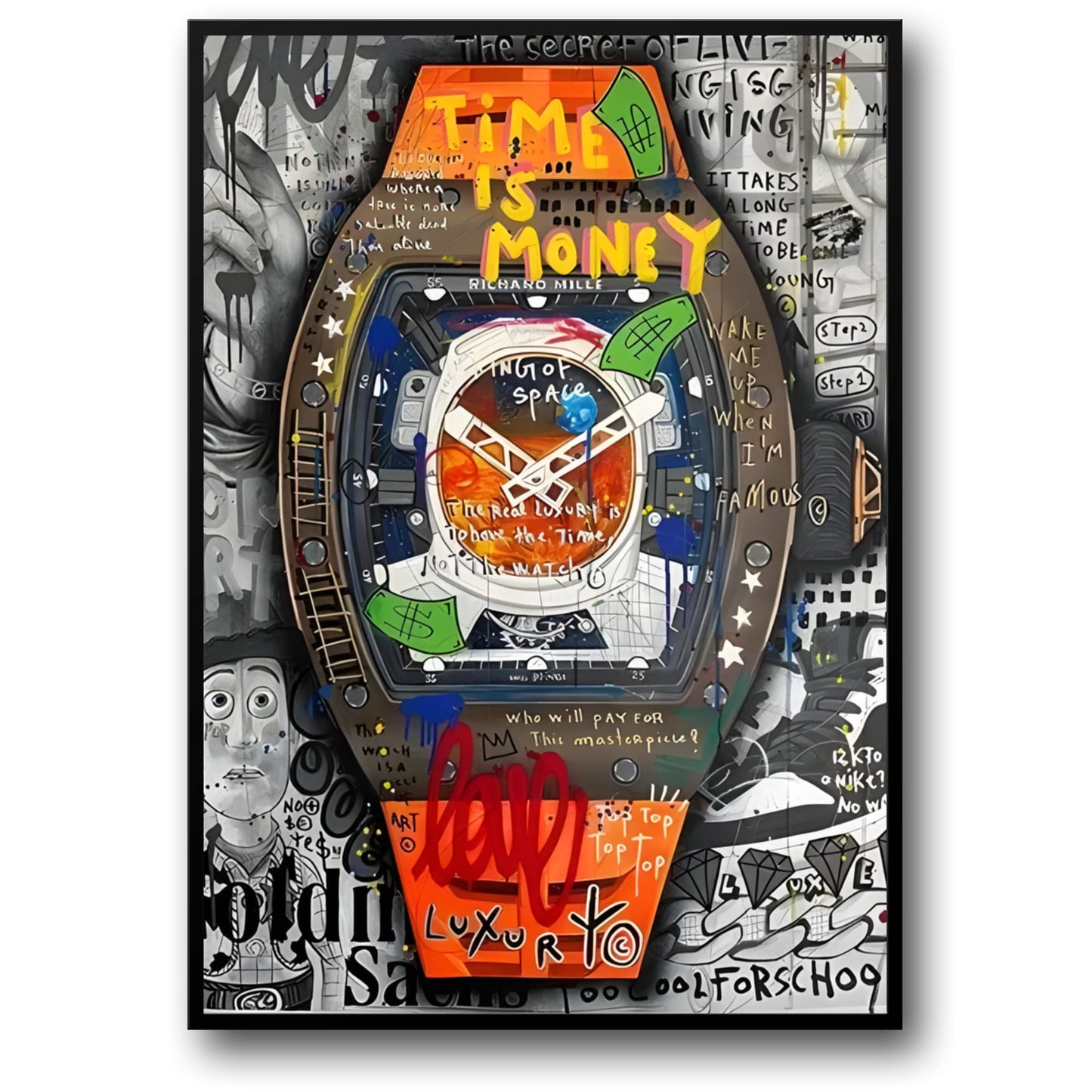 Graffiti Timepiece | Richard Mille Inspired | Modern Urban Decor