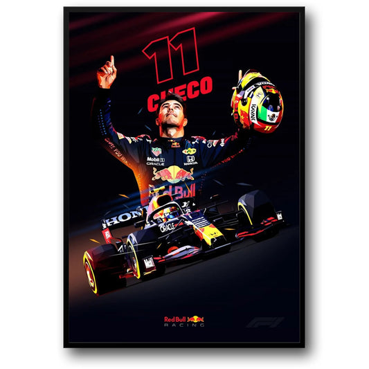 Sergio 'Checo' Perez | Formula 1 Racer Helmet Poster | Sports F1 Legend | Wall Art Decor