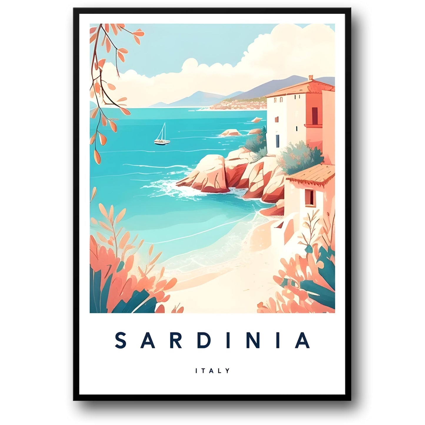 Retro Sardinia Cityscape | Vintage Italy
