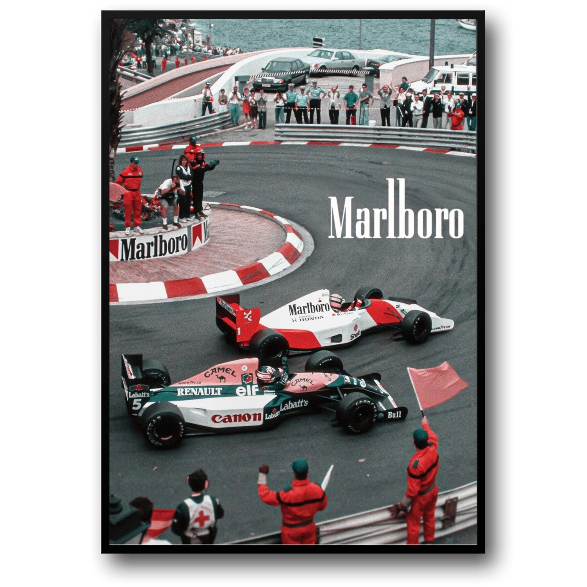 The Battle of Monaco 1992 / セナVSマンセル 水彩画 SENNA VS MANSELL: THE MONACO SHOWDOWN – Wall Of Art Studio