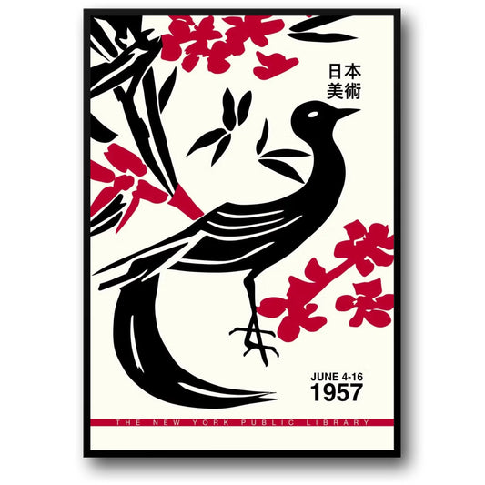 Japanese Art Exhibition 1957 | New York Public Library | Vintage Wall Decor Poster | Historic Asian Art Display