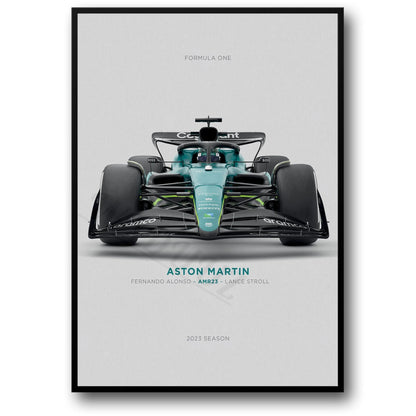 Aston Martin Poster | Fernando Alonso & Lance Stroll | AMR23 Formula 1 Racing | High-Speed Precision Artwork