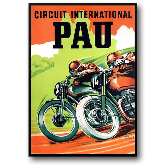 Vintage Car Racing Poster | Circuit International Pau | Classic Automotive Wall Decor | Home Decor Art Print