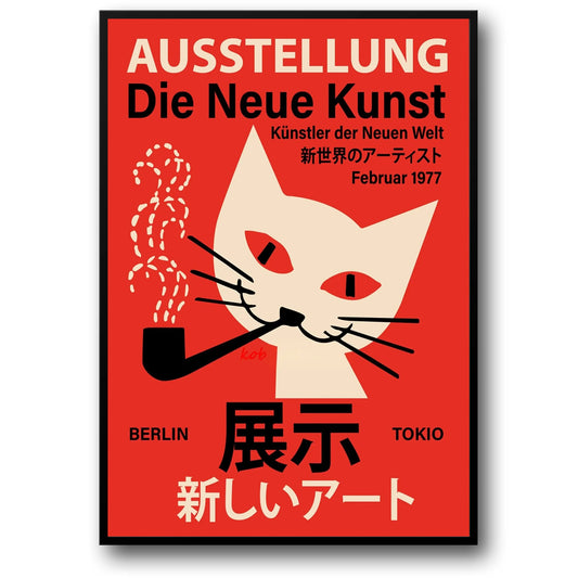 Neue Kunst Cat Poster | Modern Japanese Art Inspiration | Traditional Aesthetic | Home Wall Decor