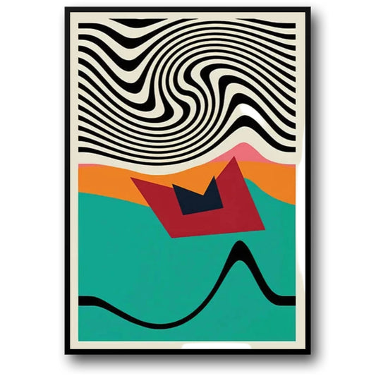 Retro Ripple | Vibrant Abstract Art | Ripple Effect Wall Decor | Modern Aesthetic Poster | Home & Garden Decoration | Contemporary Artwork for Living Room | Colorful Visual Art Prints