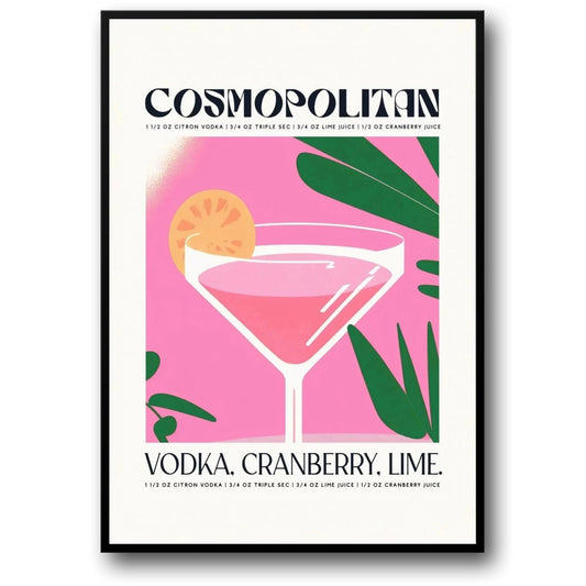 Vodka Cranberry Lime Poster | Cocktail Party Decoration | Home Bar Wall Art | Modern Drink Illustration | Kitchen Decor | 18x24 Inches